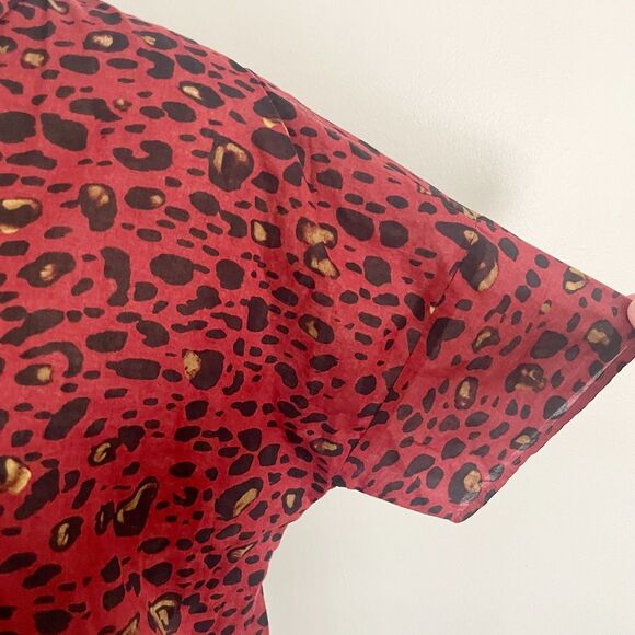 & Other Stories Leopard Blouse Stockholm Atelier Short Sleeve Red Leopard - S/M - Picture 5 of 8